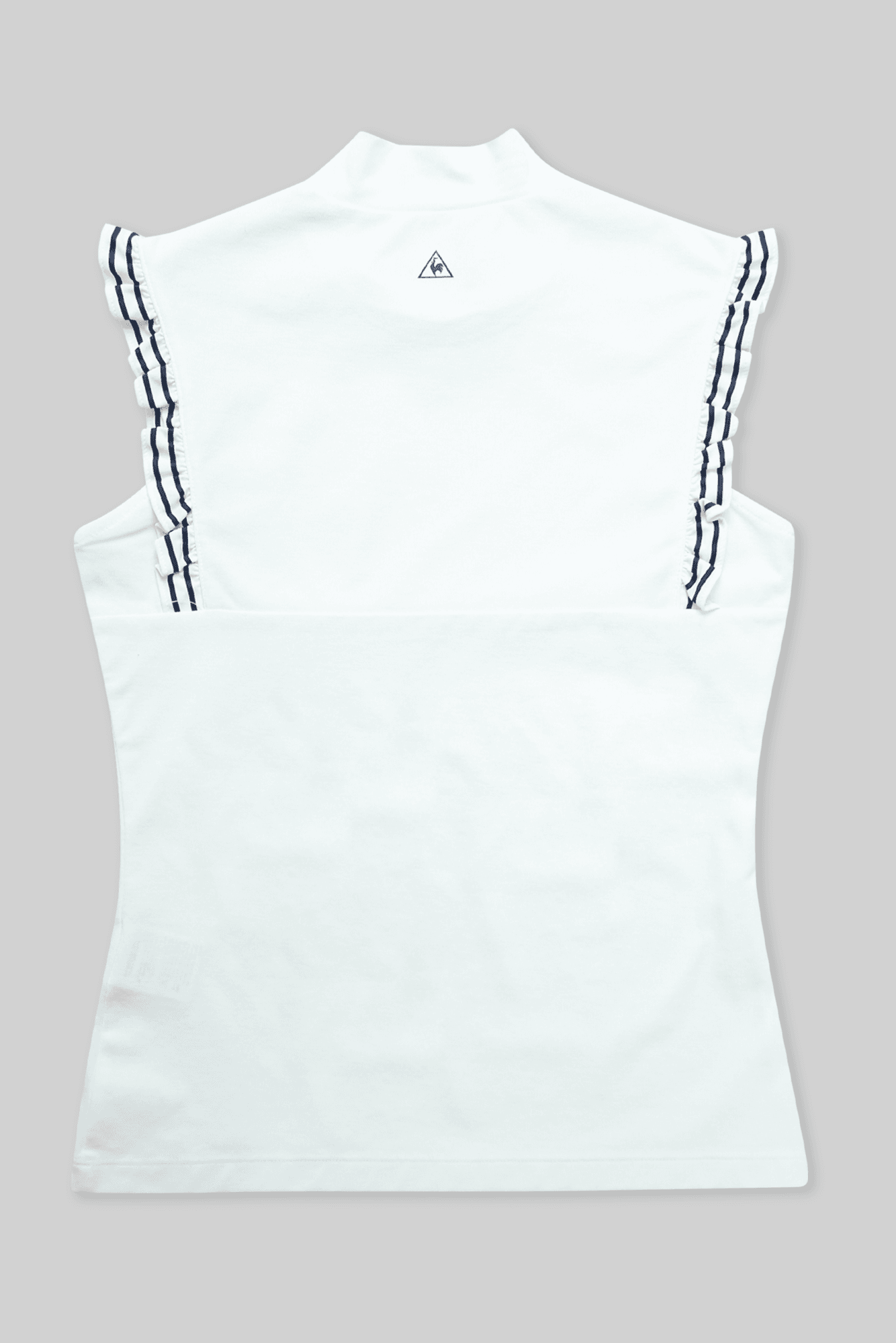 프릴 모크넥 슬리브리스 티셔츠