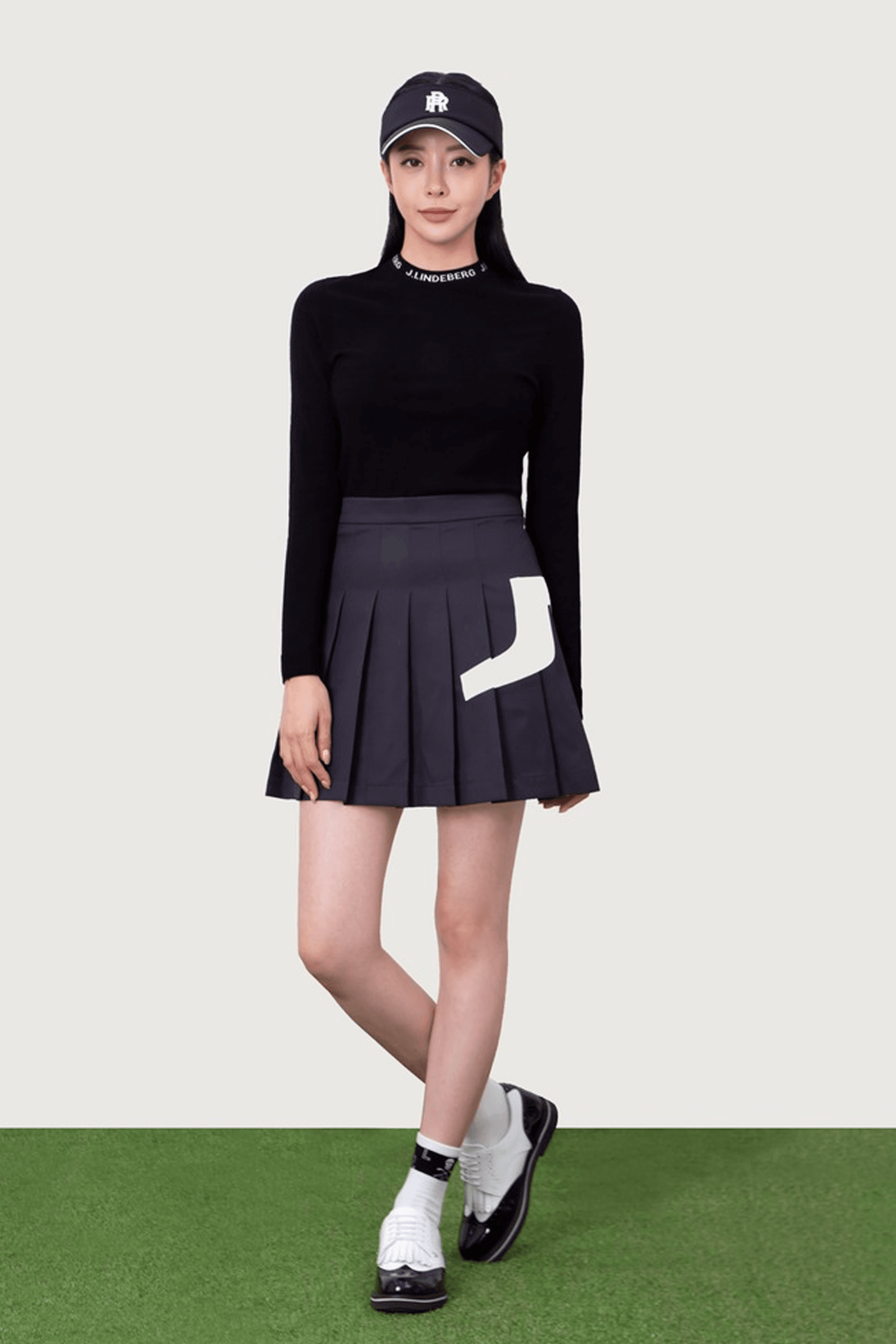 로고 플레어 스커트