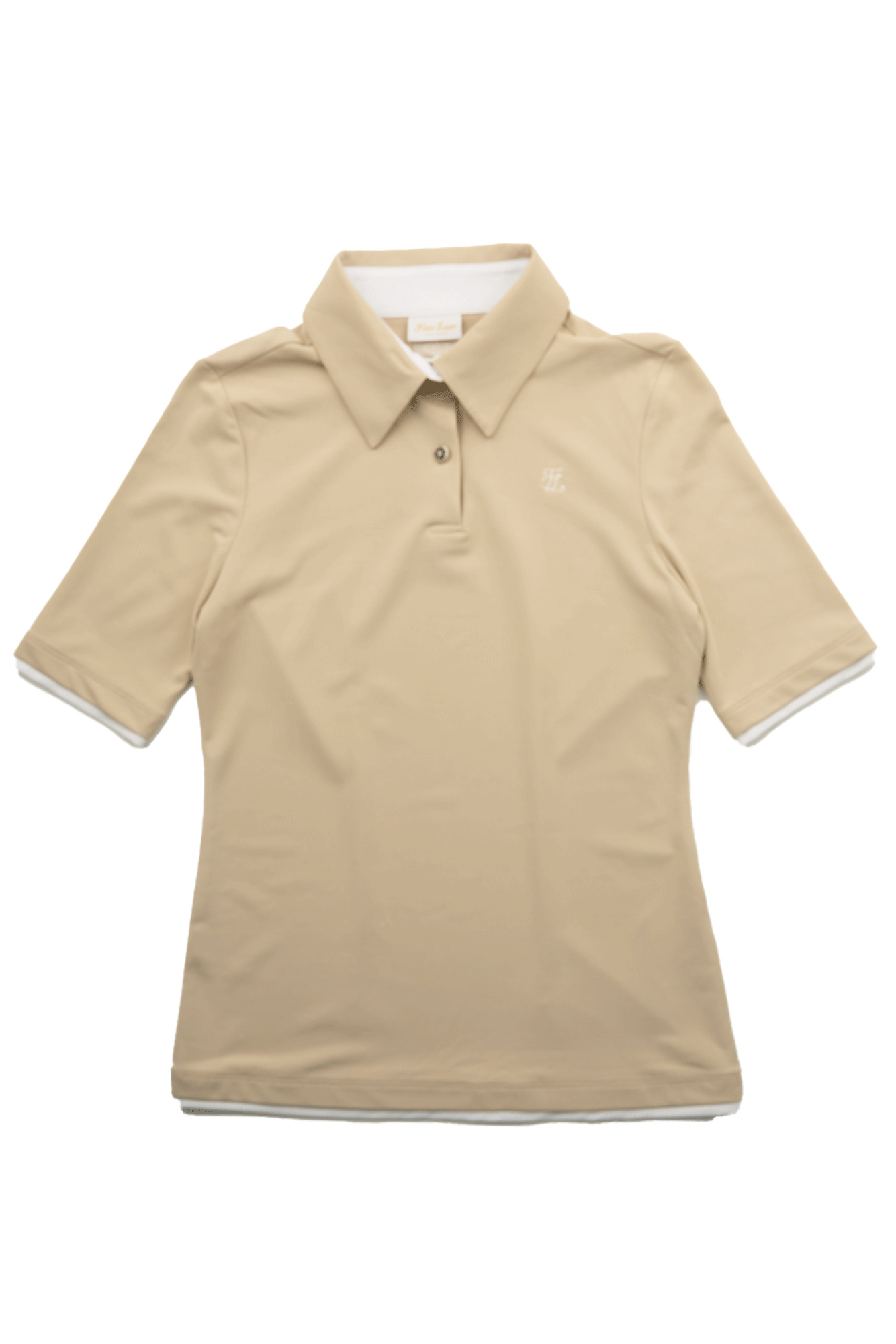 베이지 레이어드 버튼 카라 티셔츠