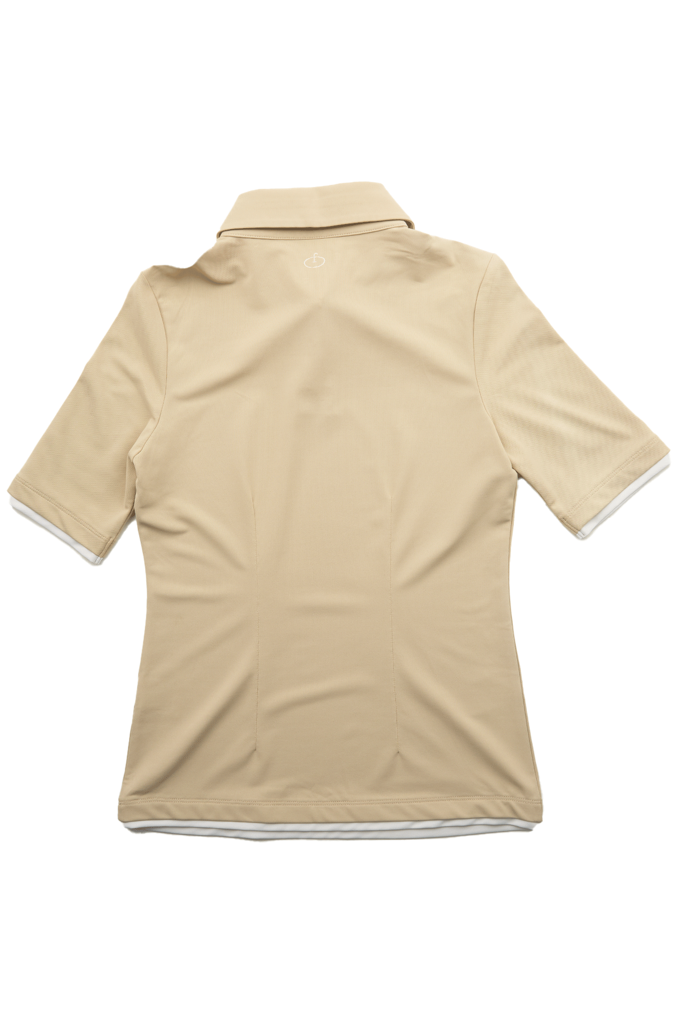 베이지 레이어드 버튼 카라 티셔츠