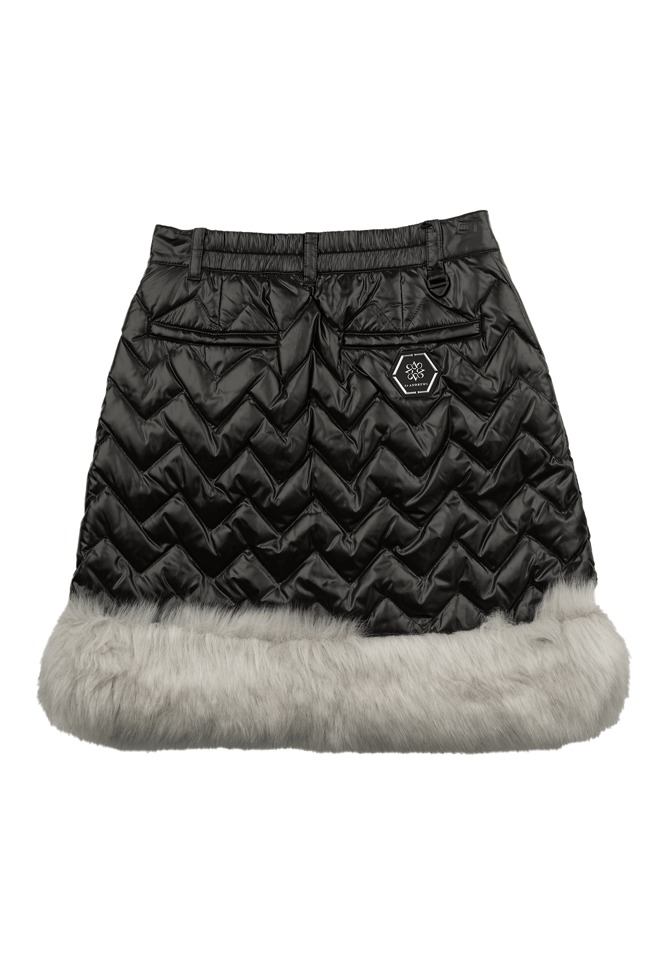블랙 퍼 패딩 스커트