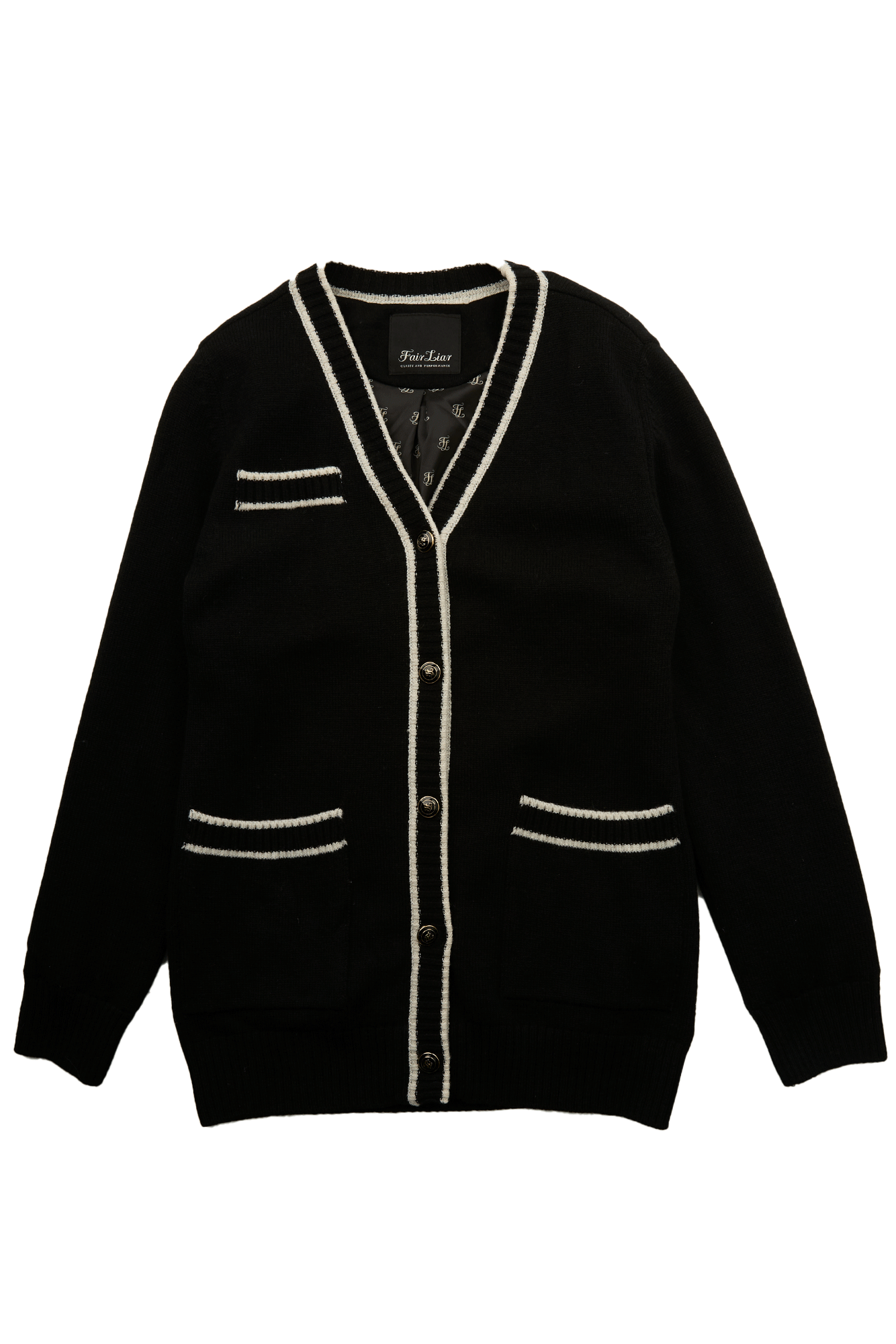 롱 배색 가디건 