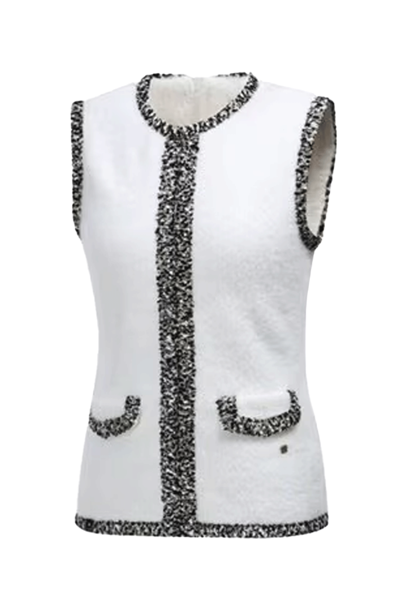 [새상품] 트위드 배색 베스트