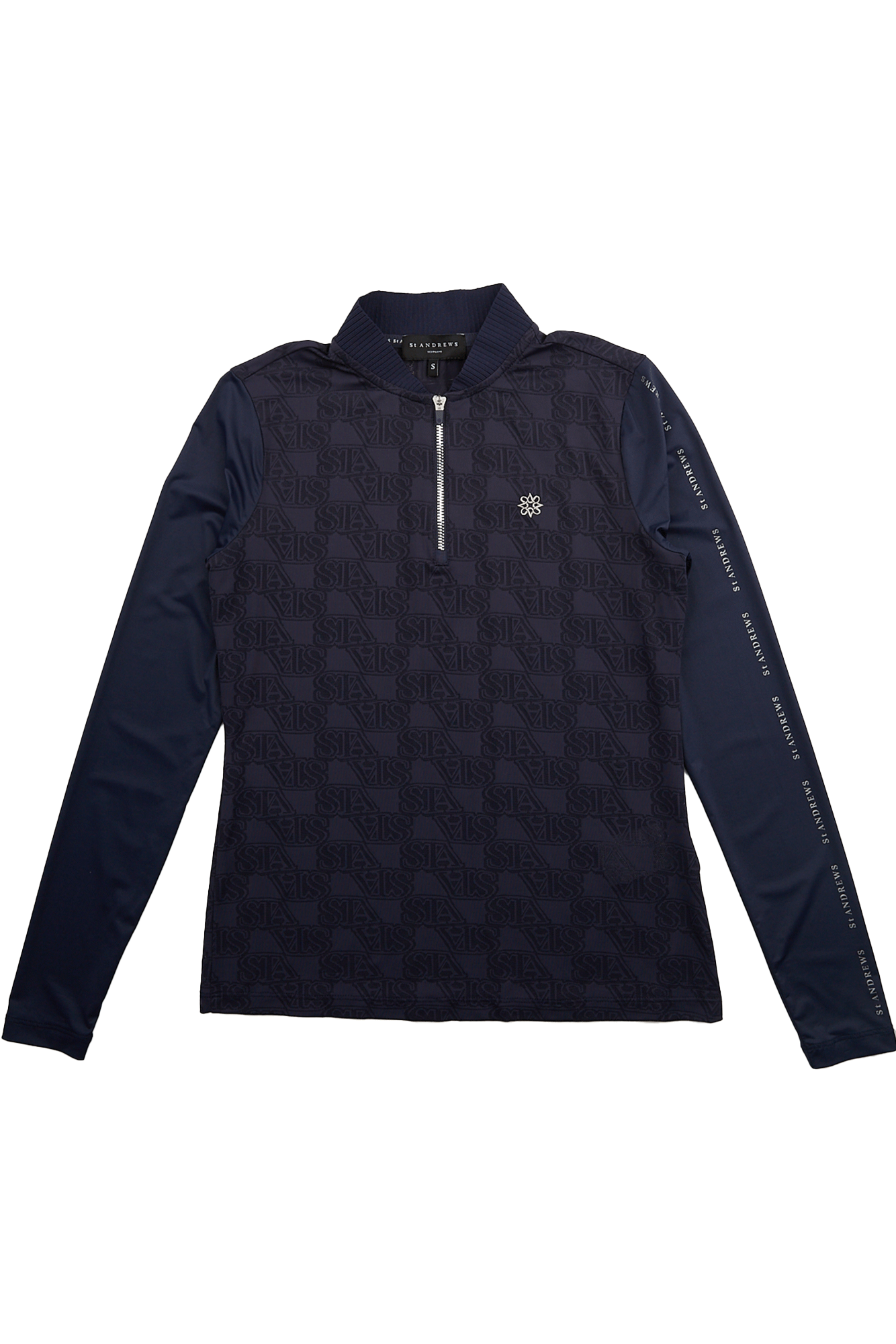 여성 STA 자가드 메쉬 냉감 소매 하프 집업