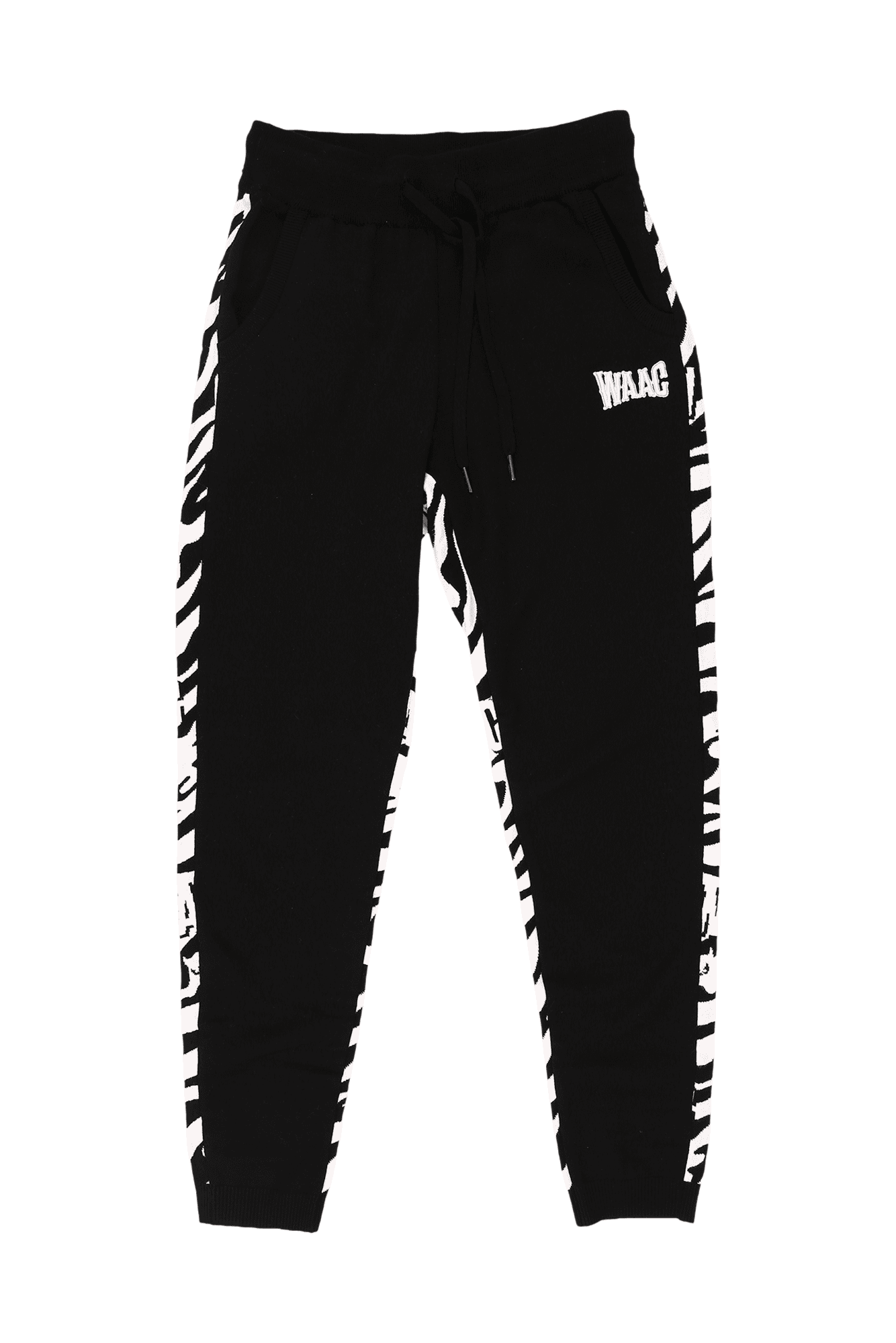 여성 지브라 패턴 믹스 니트 조거팬츠