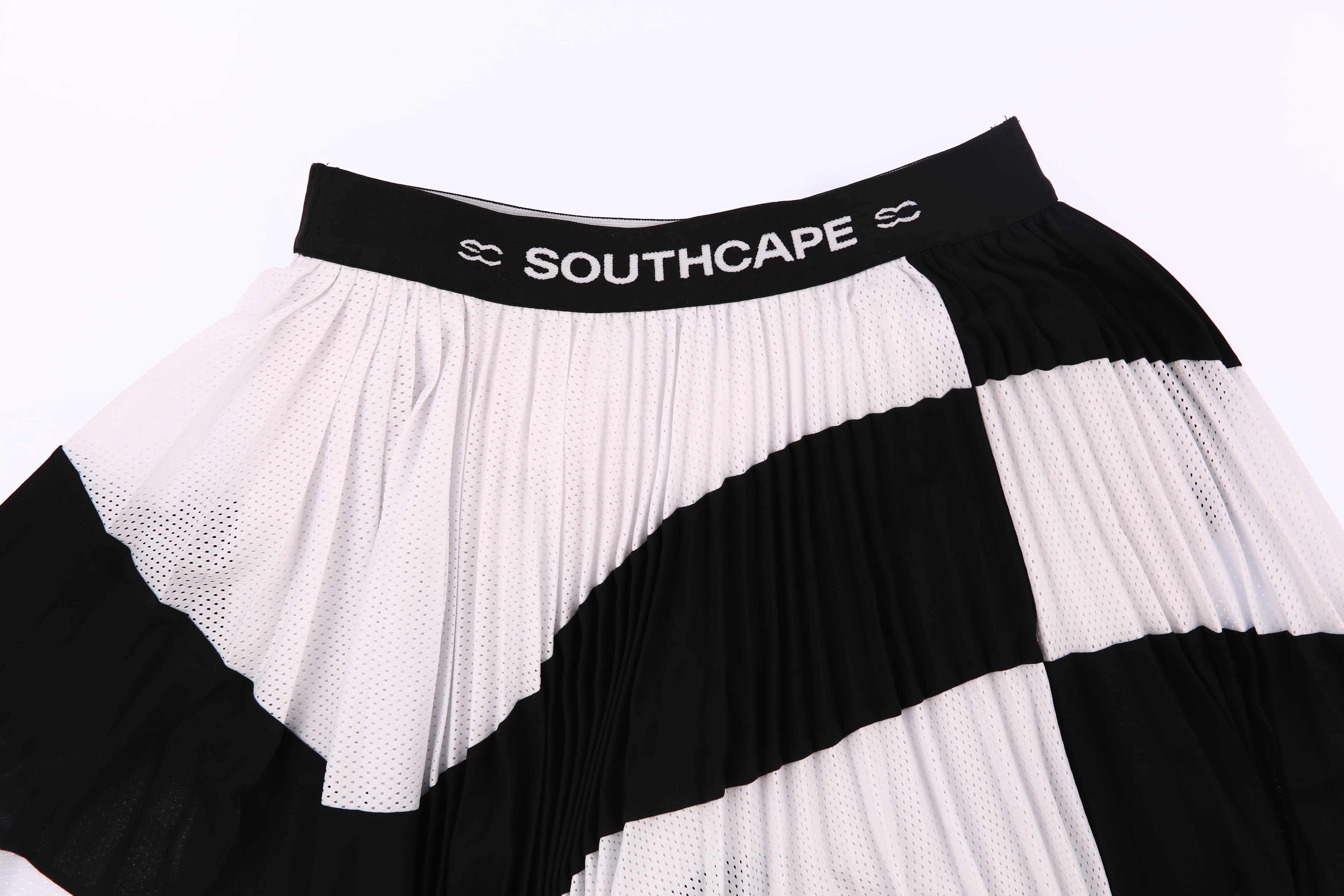 메쉬 배색 밴딩 플리츠 스커트