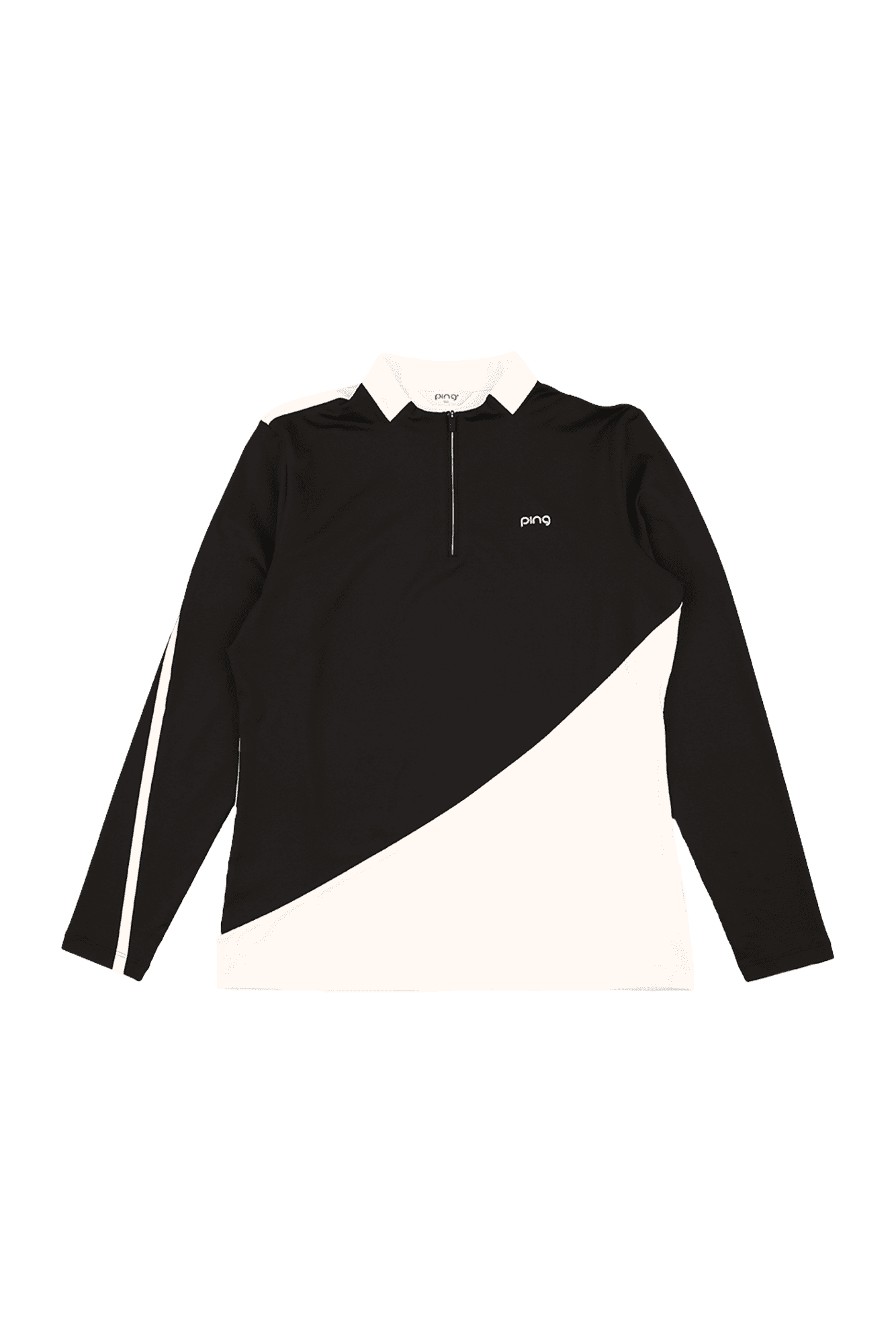 여성 사선 배색 반집업 긴팔 티셔츠