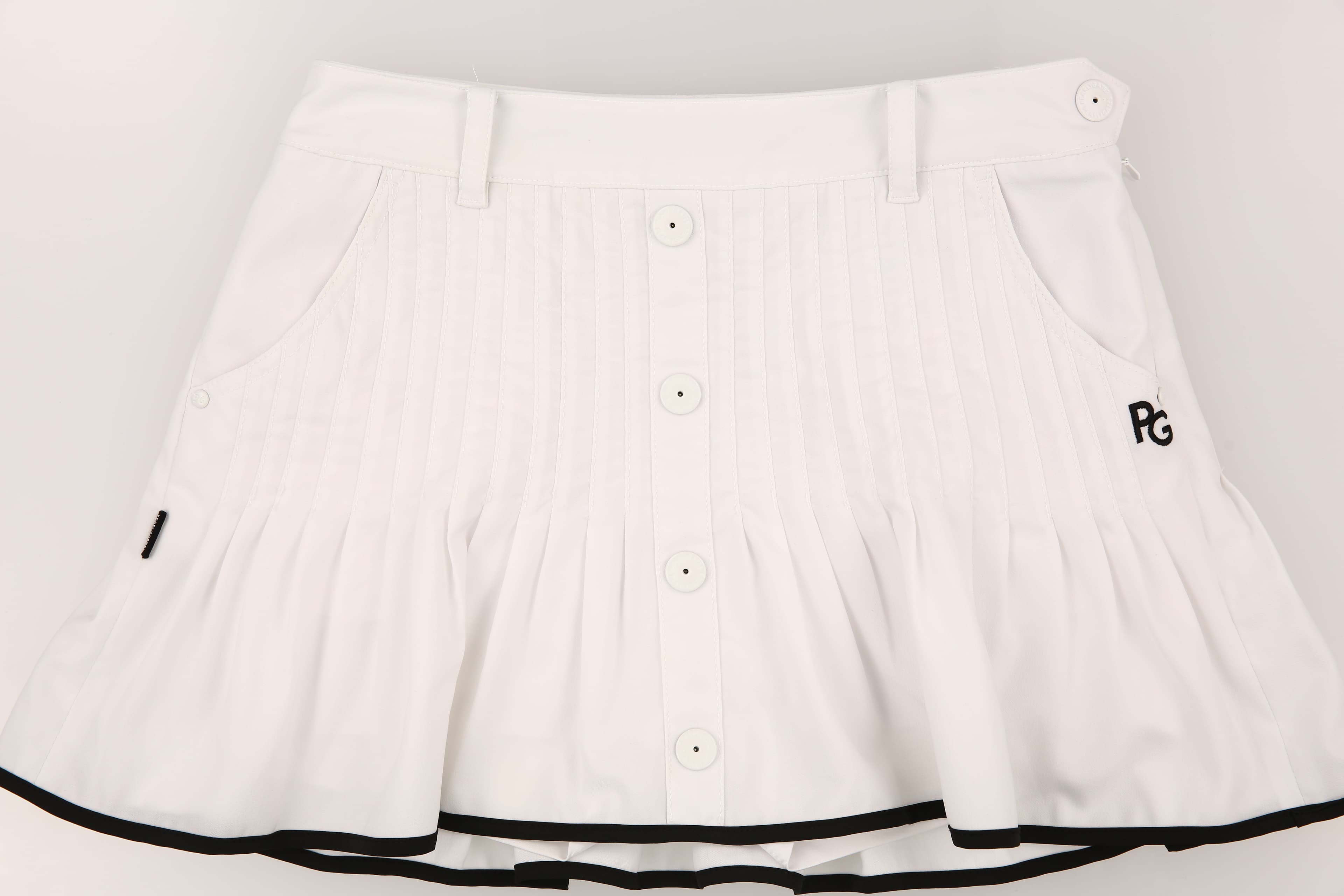 버튼 플리츠 스커트