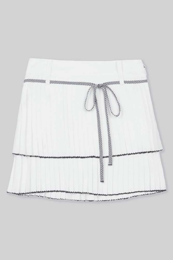 이단 플리츠 스커트_화이트(XS)