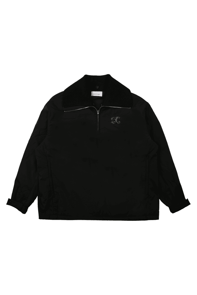 여성 패디드 니트 카라 반집업