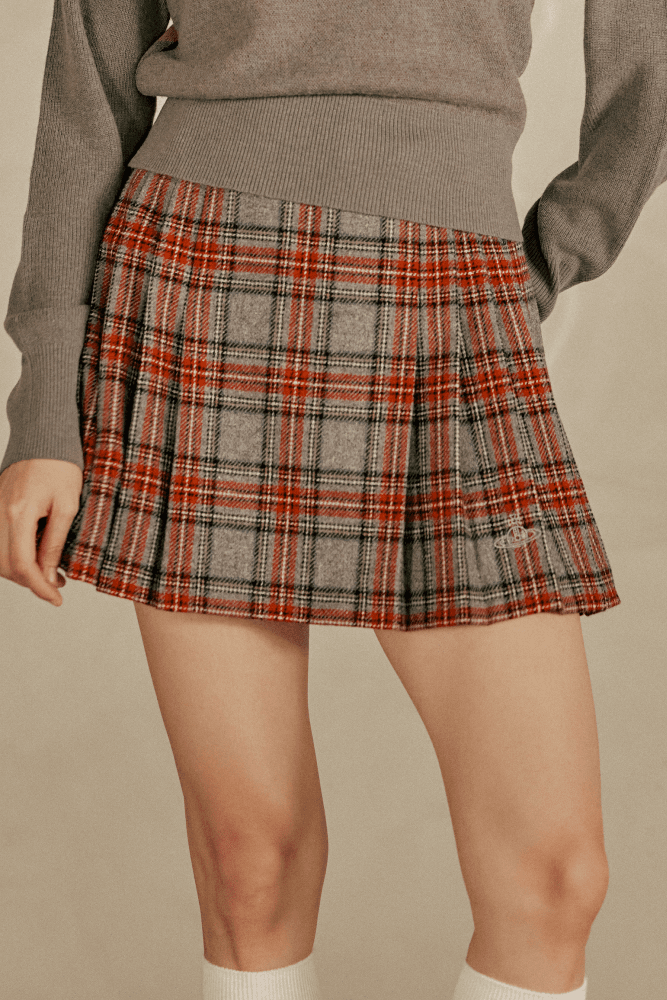 비비안 로고 플리츠 스커트