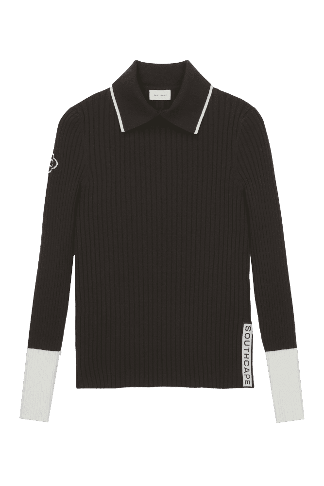 립조직 소매 배색 니트