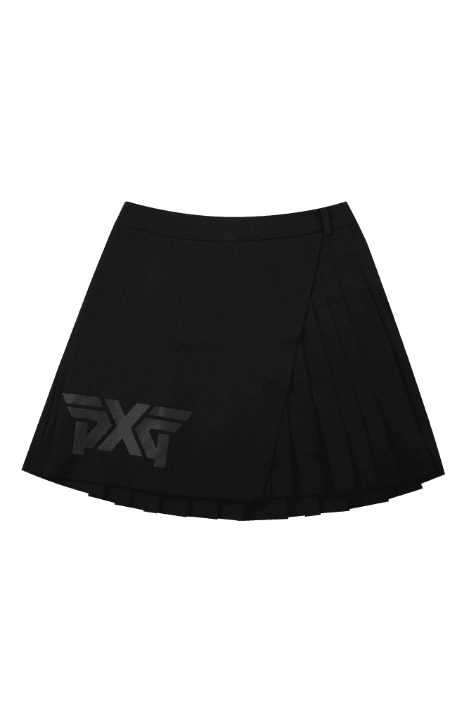 사이드 백 플리츠 스커트 블랙