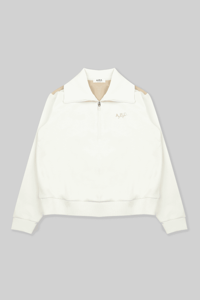 [APC] 배색 반집업 맨투맨 아이보리