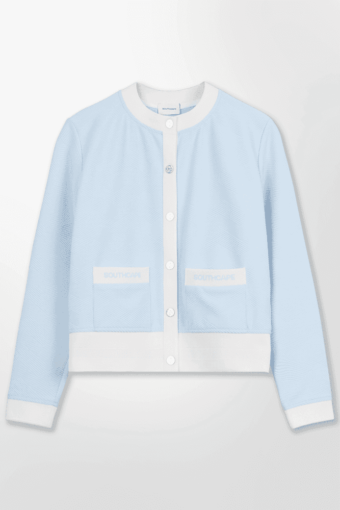 자카드 라운드넥 가디건