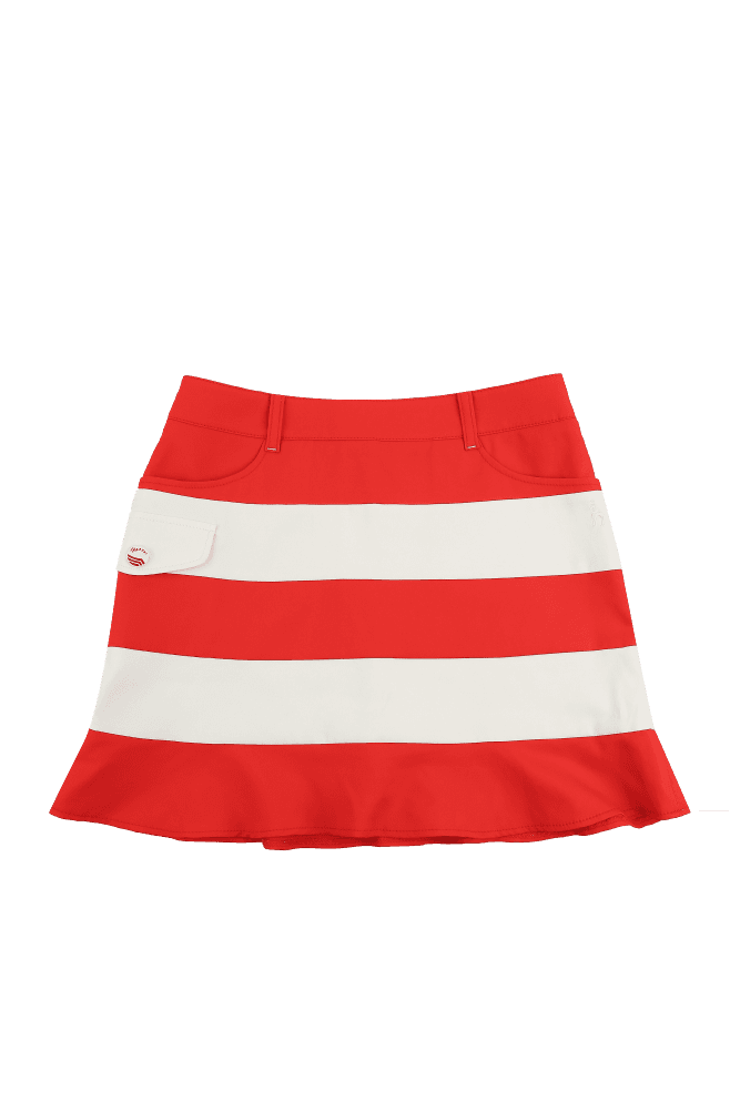 스트라이프 배색 스커트_레드(S)
