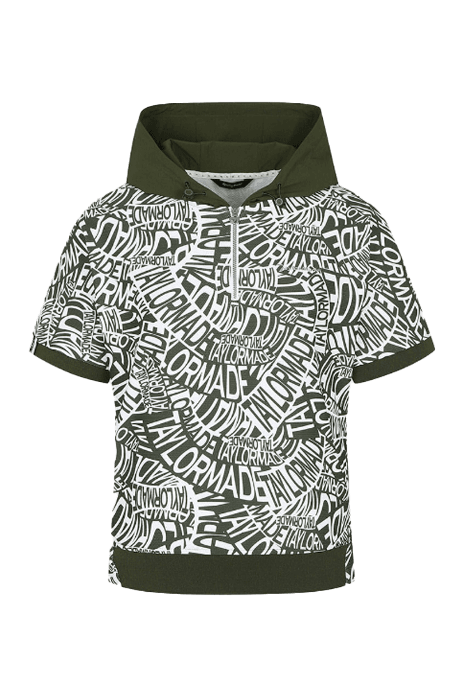 여성 시즌 패턴 후드 반팔 티셔츠_카키(XS)