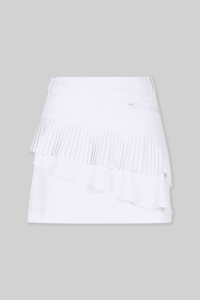 사선 프릴 플리츠 스커트_화이트(S)
