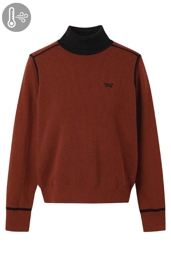 여성 겨울 윈드프루프 하이넥 스웨터 브라운