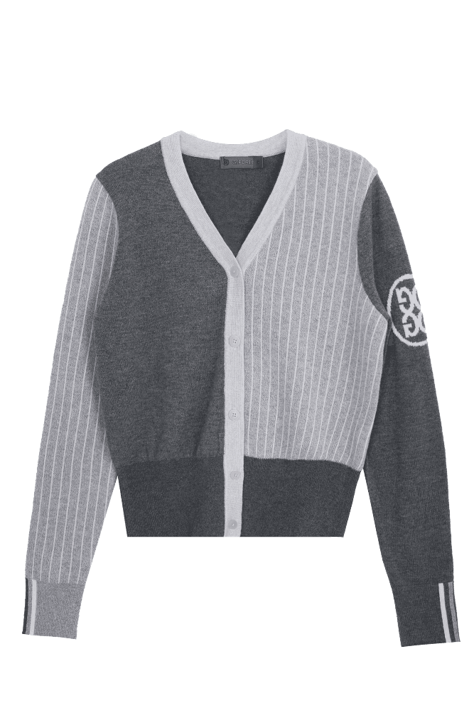 배색 스트라이프 가디건