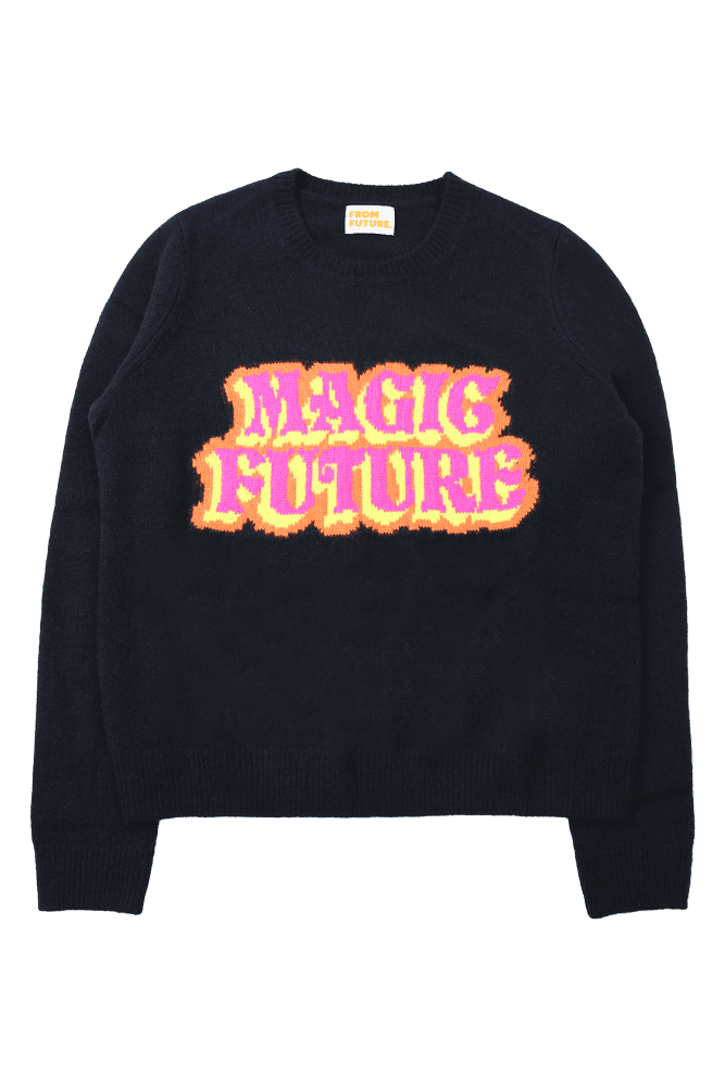 빅 로고 긴팔 니트 네이비