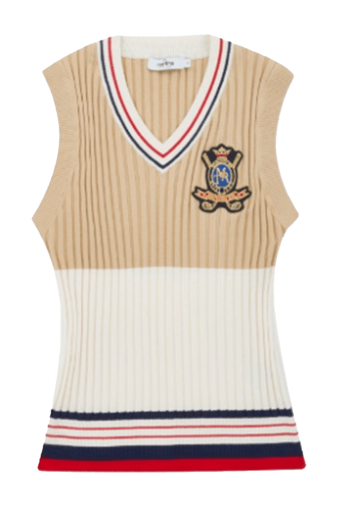 배색포인트 니트베스트_베이지(S)