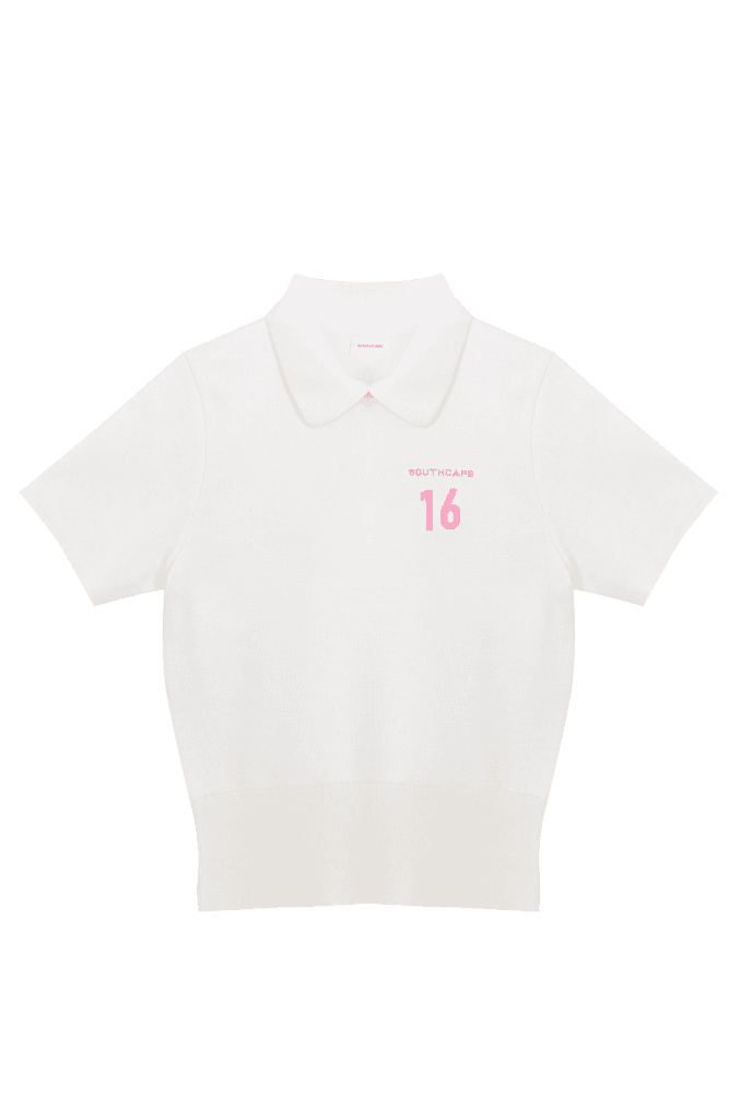 16 로고 칼라 반팔 니트