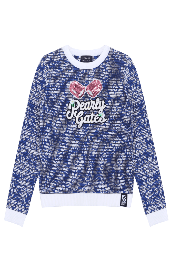 블루 믹스 패턴 니트 S