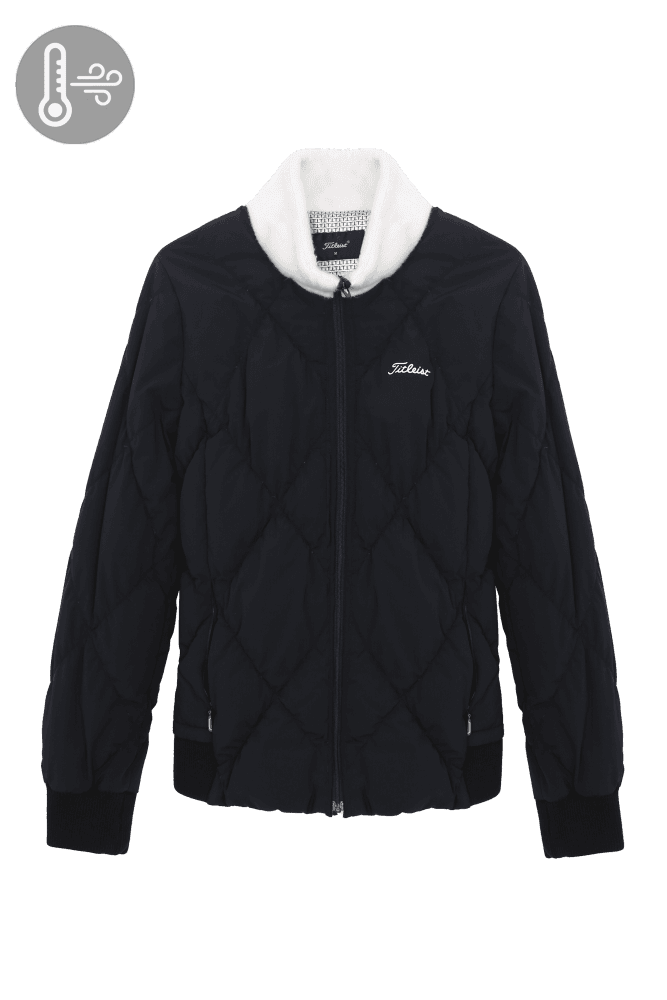 블랙 아가일 퀼팅 다운패딩