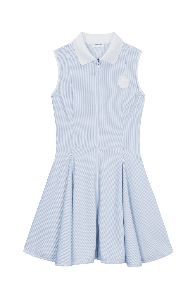 스트라이프 패턴 플레어 원피스