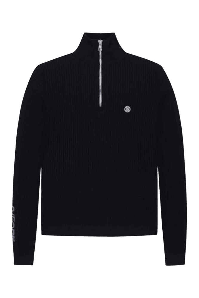 하프 집 폴로 스웨터