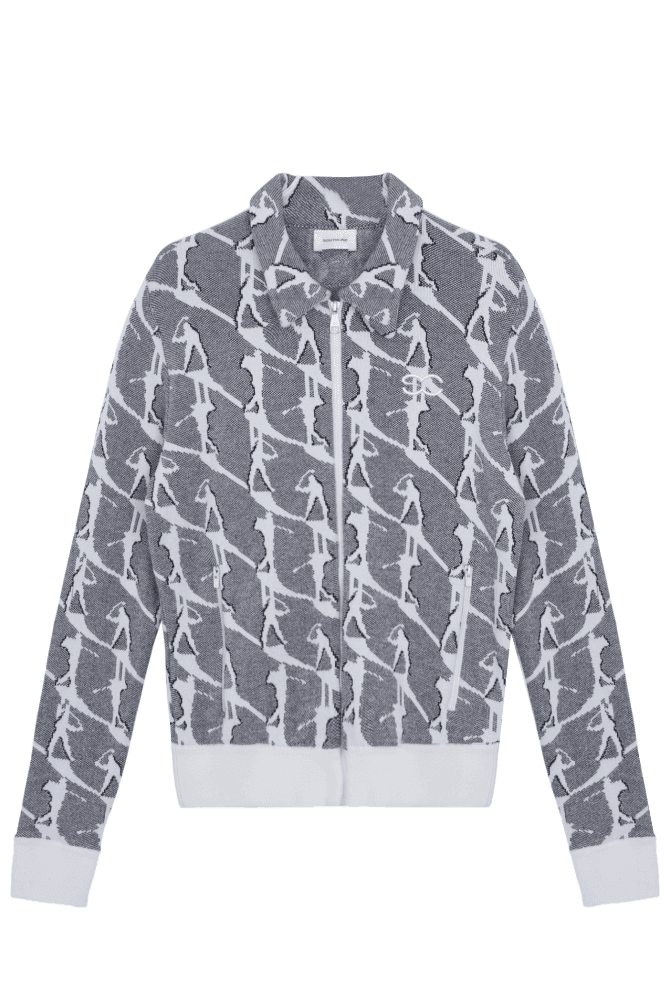 네이비 스윙모션 집업 니트