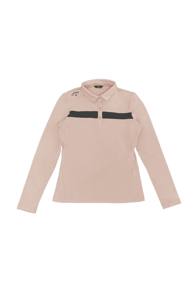 기모 배색 포인트 카라 긴팔 티셔츠_핑크(S)