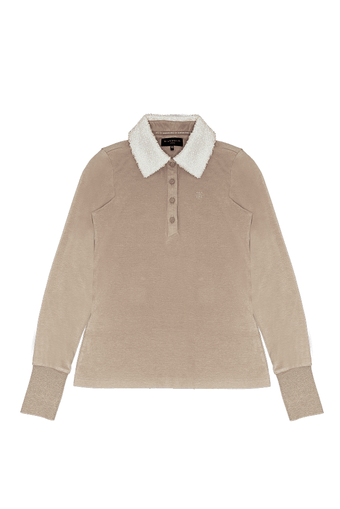 부클 카라 긴팔티셔츠_베이지(XS)