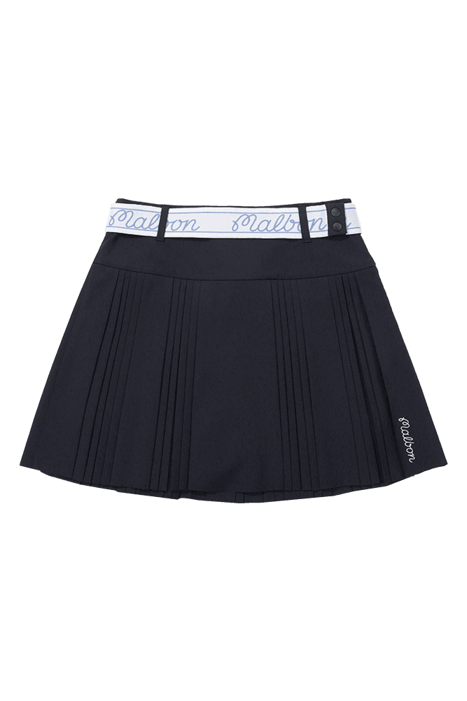 벨트 포인트 플리츠 스커트