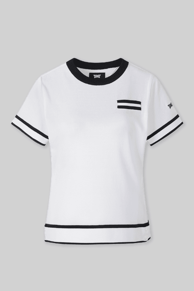 여성 여름 R-넥 숏 슬리브 니트