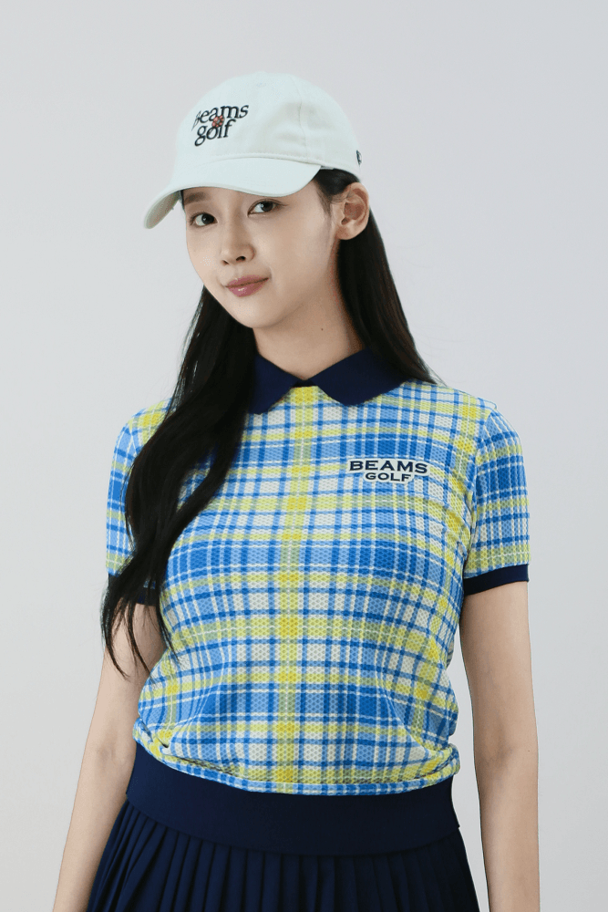 [빔즈골프] 체크 카라 반팔티 YELLOW