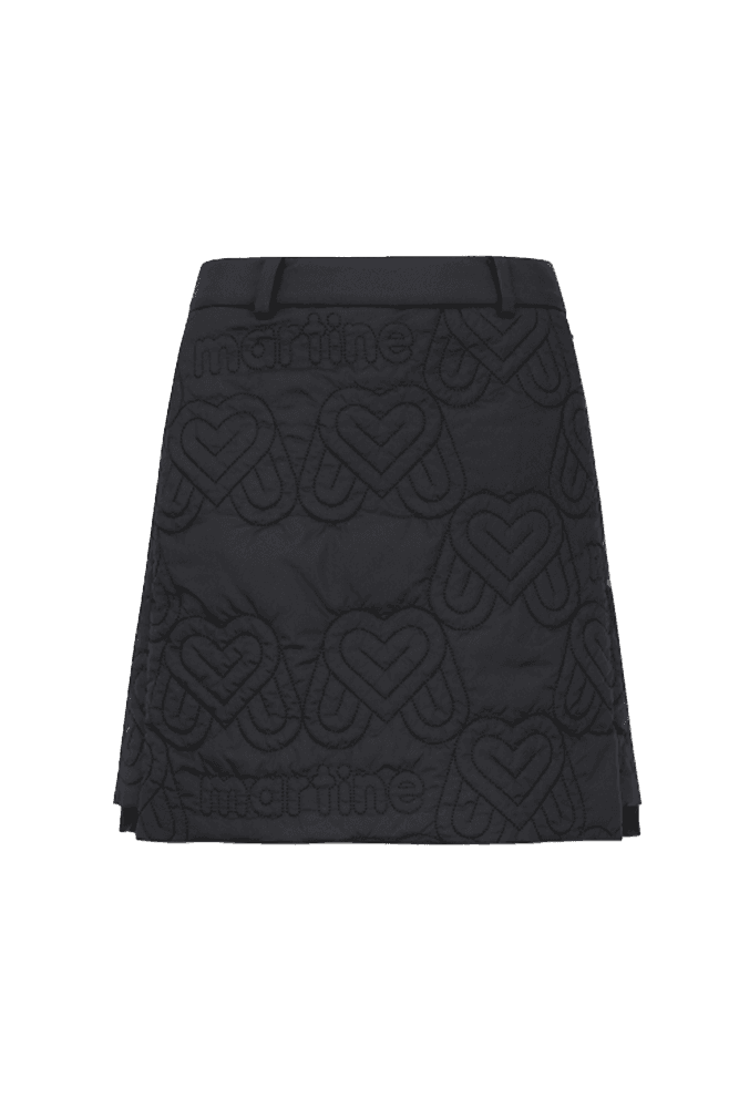 로고 퀄팅 컬롯 스커트