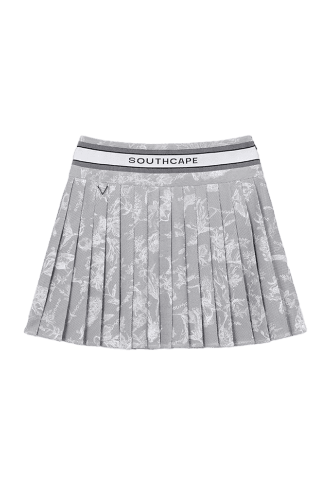 네이처 프린트 로고밴드 플리츠 스커트