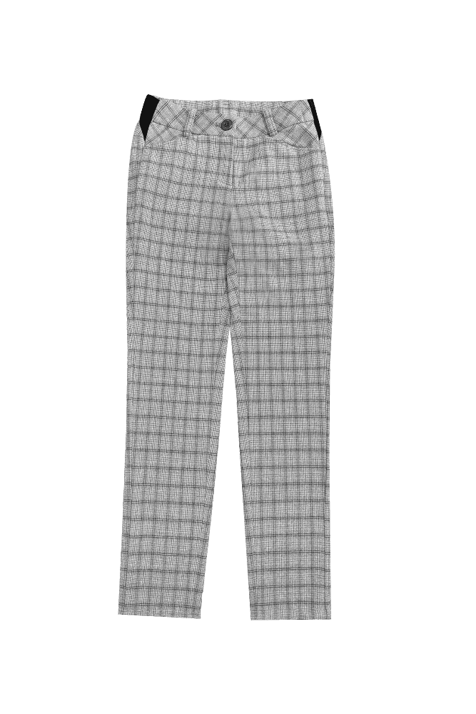 체크 패턴 롱팬츠_그레이(S)