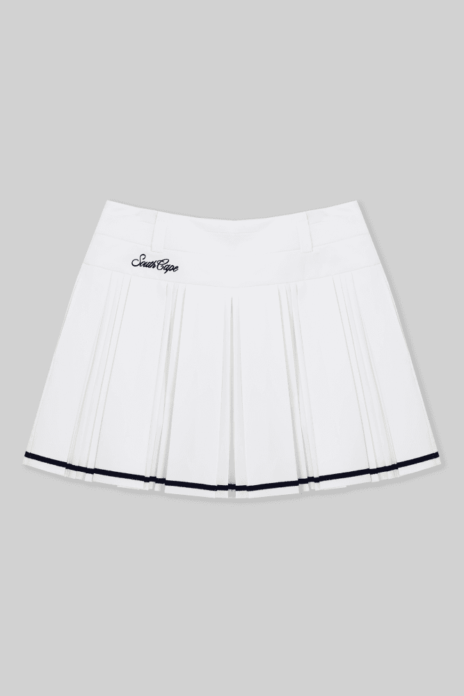 로고 벨트 플리츠 스커트