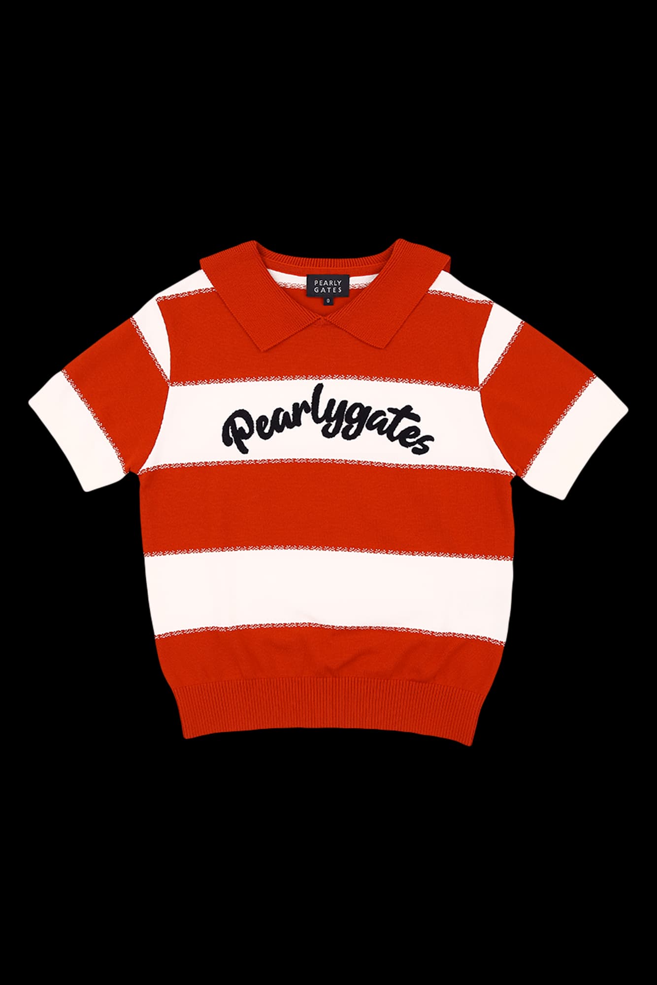 배색 로고 레드 스트라이프 스웨터