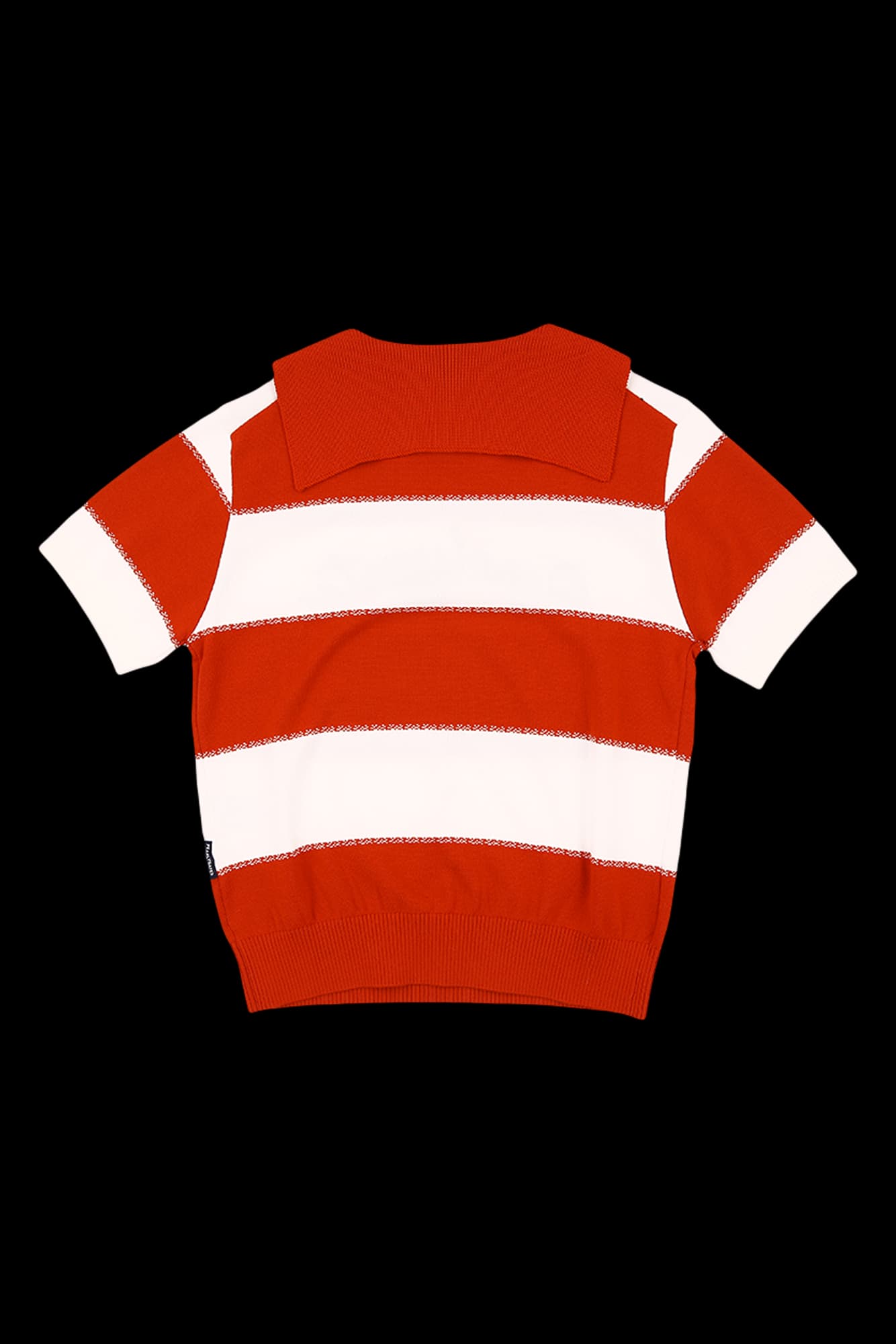 배색 로고 레드 스트라이프 스웨터