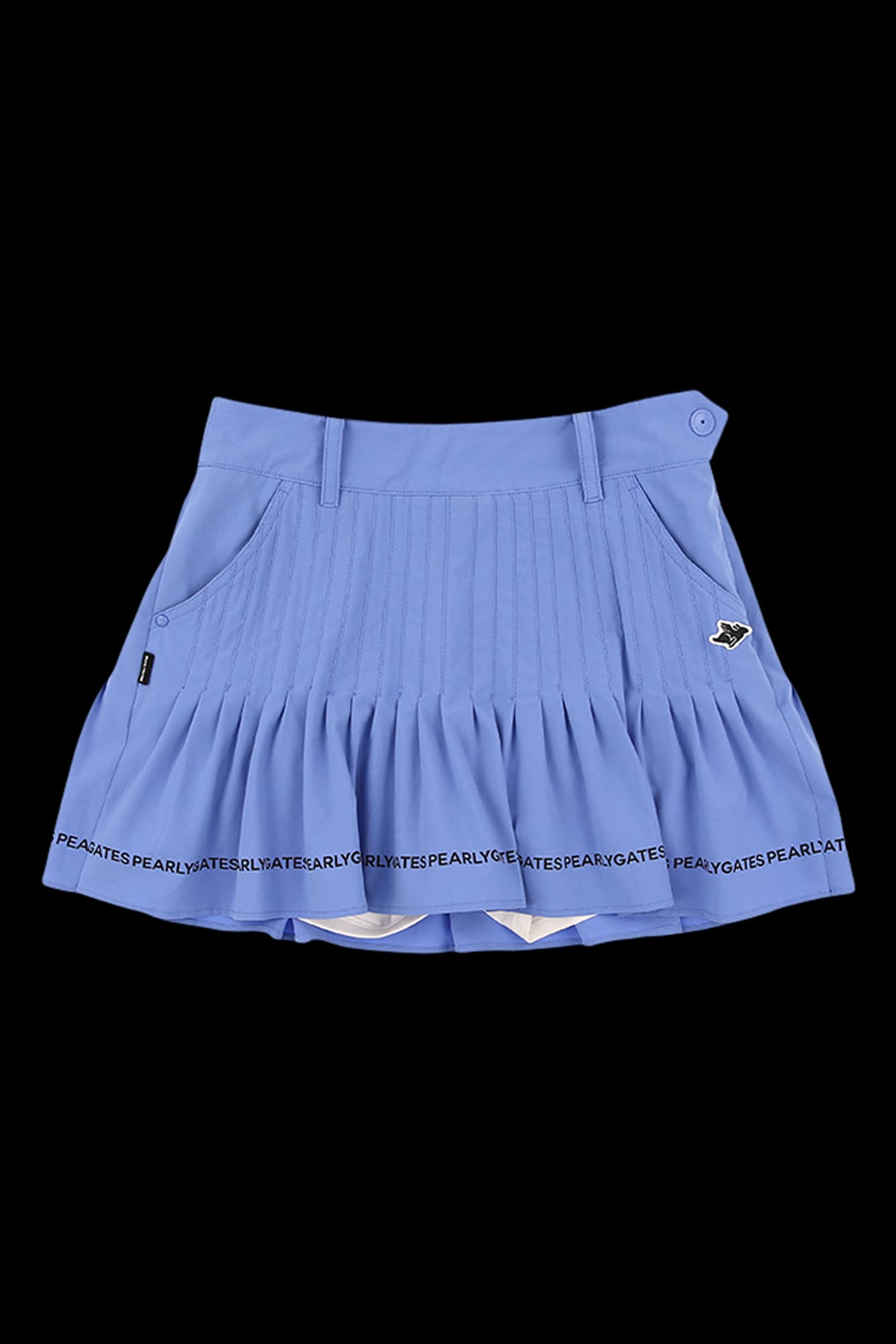 여성 스마일 헴라인 레터링 플리츠 큐롯 스커트