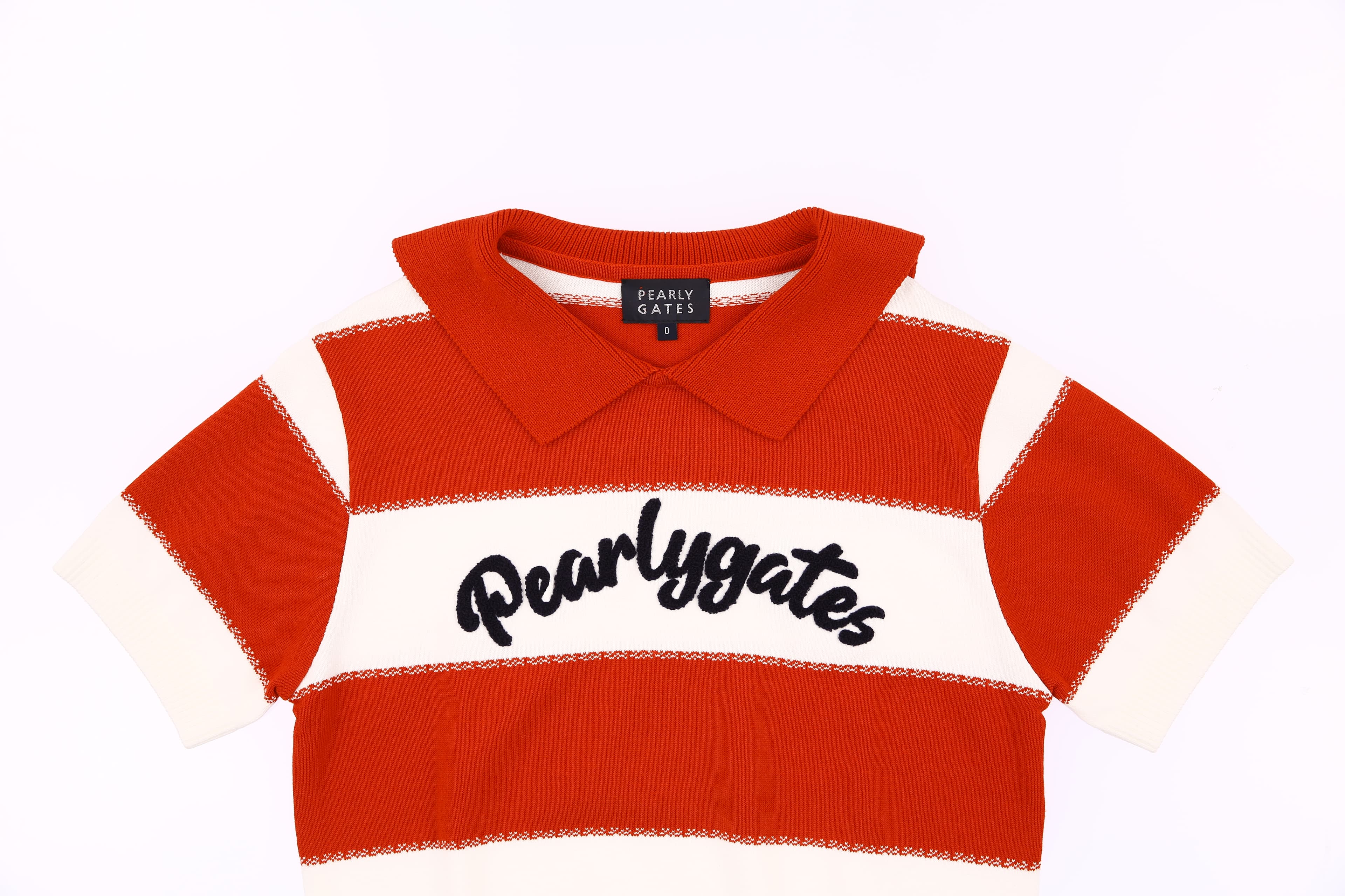 배색 로고 레드 스트라이프 스웨터