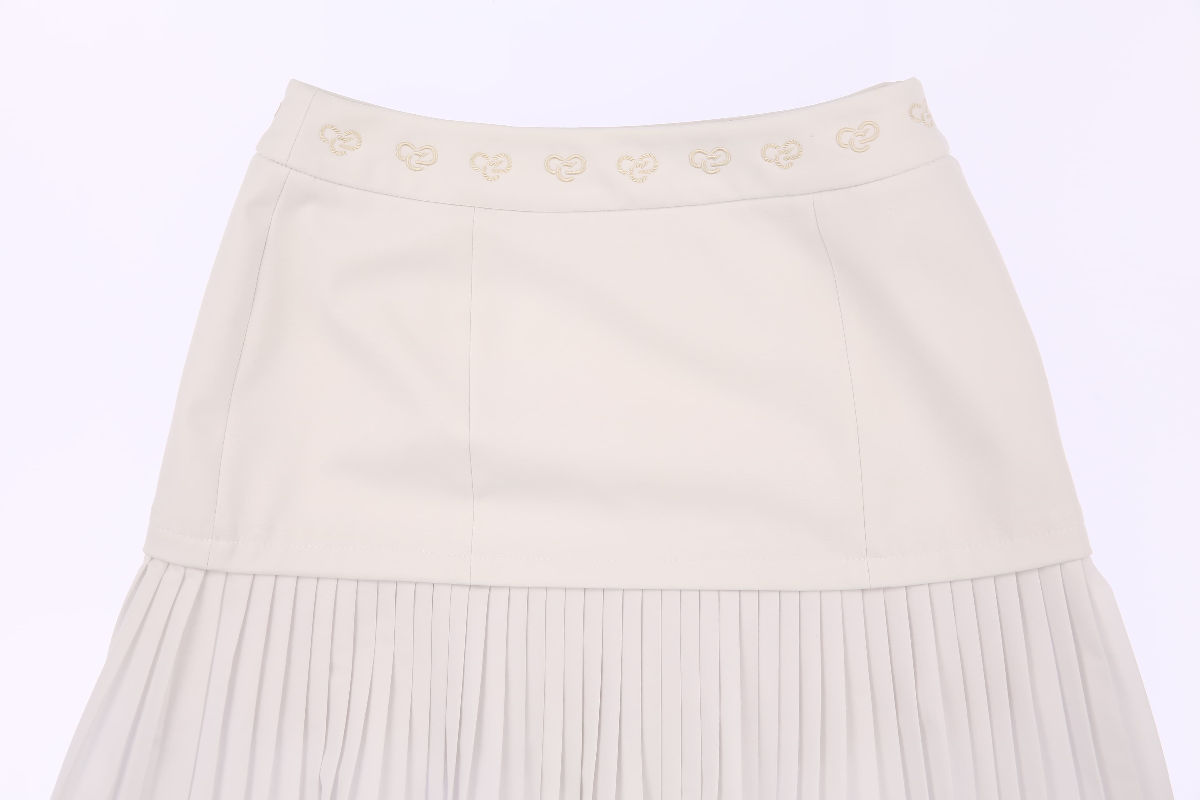 오비 로고 자수 H라인 플리츠 큐롯