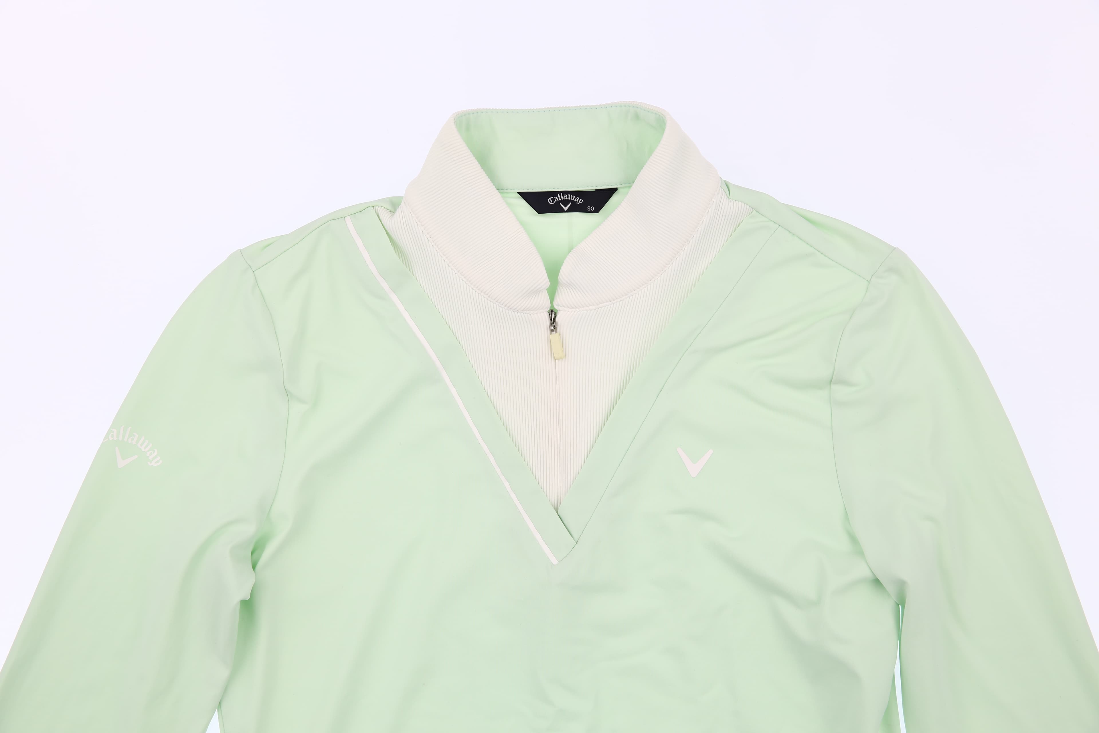 골지 V넥 레이어드 긴팔 티셔츠