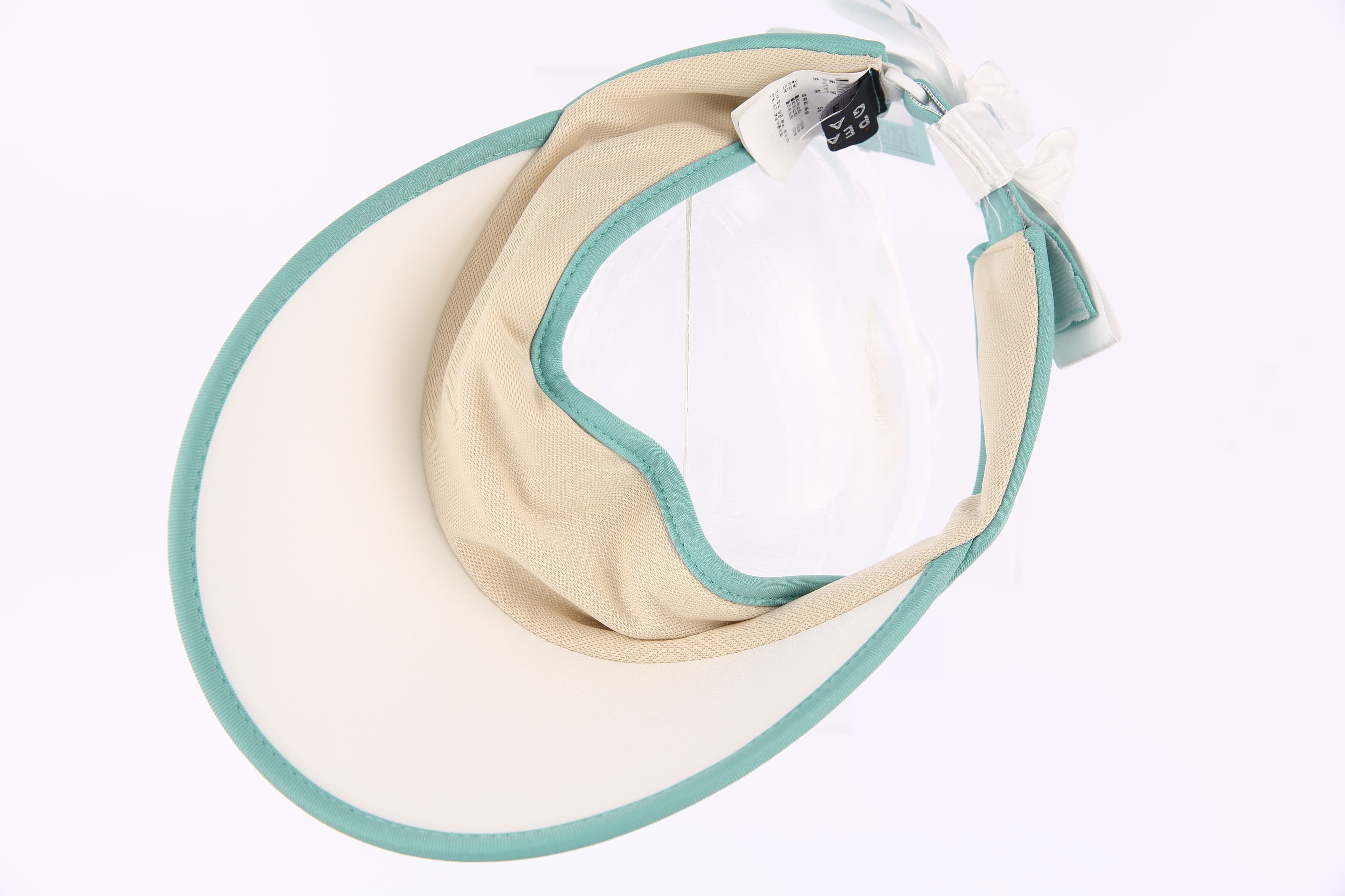 여성 탈착 리본 엠보 로고 배색 선바이저