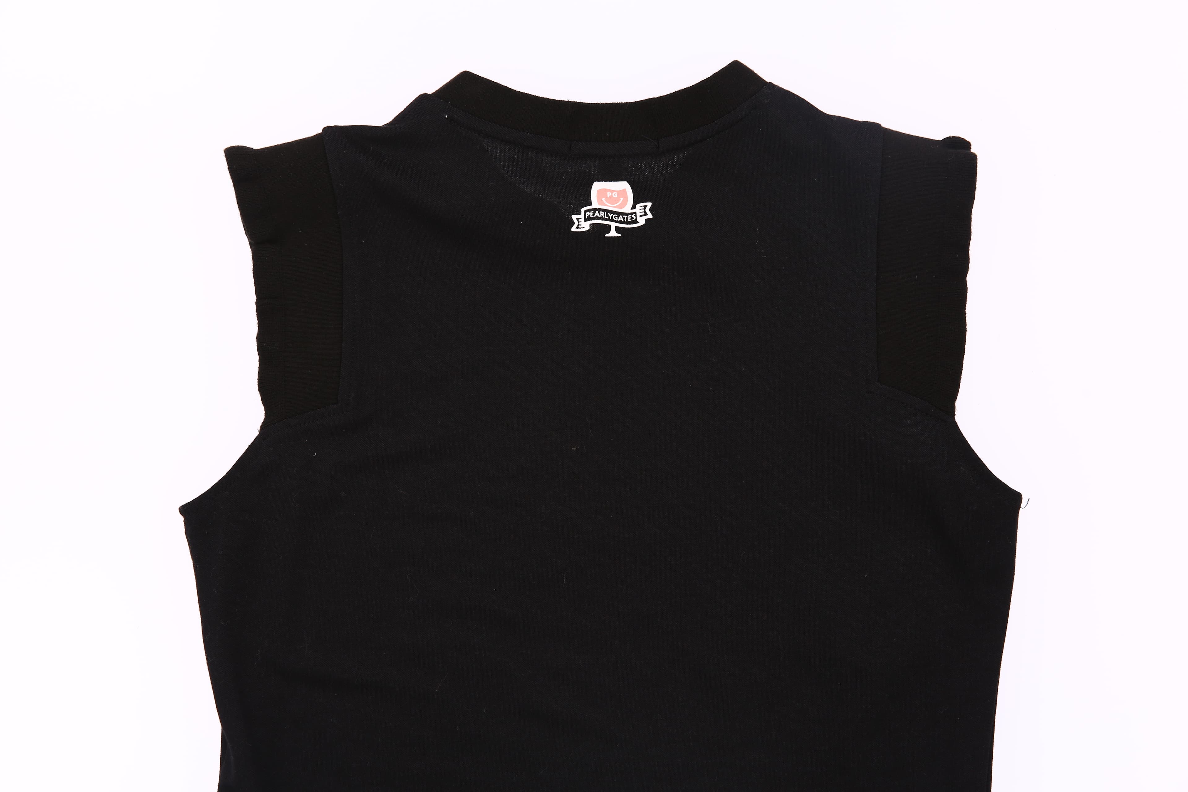 로고 골지 배색 슬리브 티셔츠