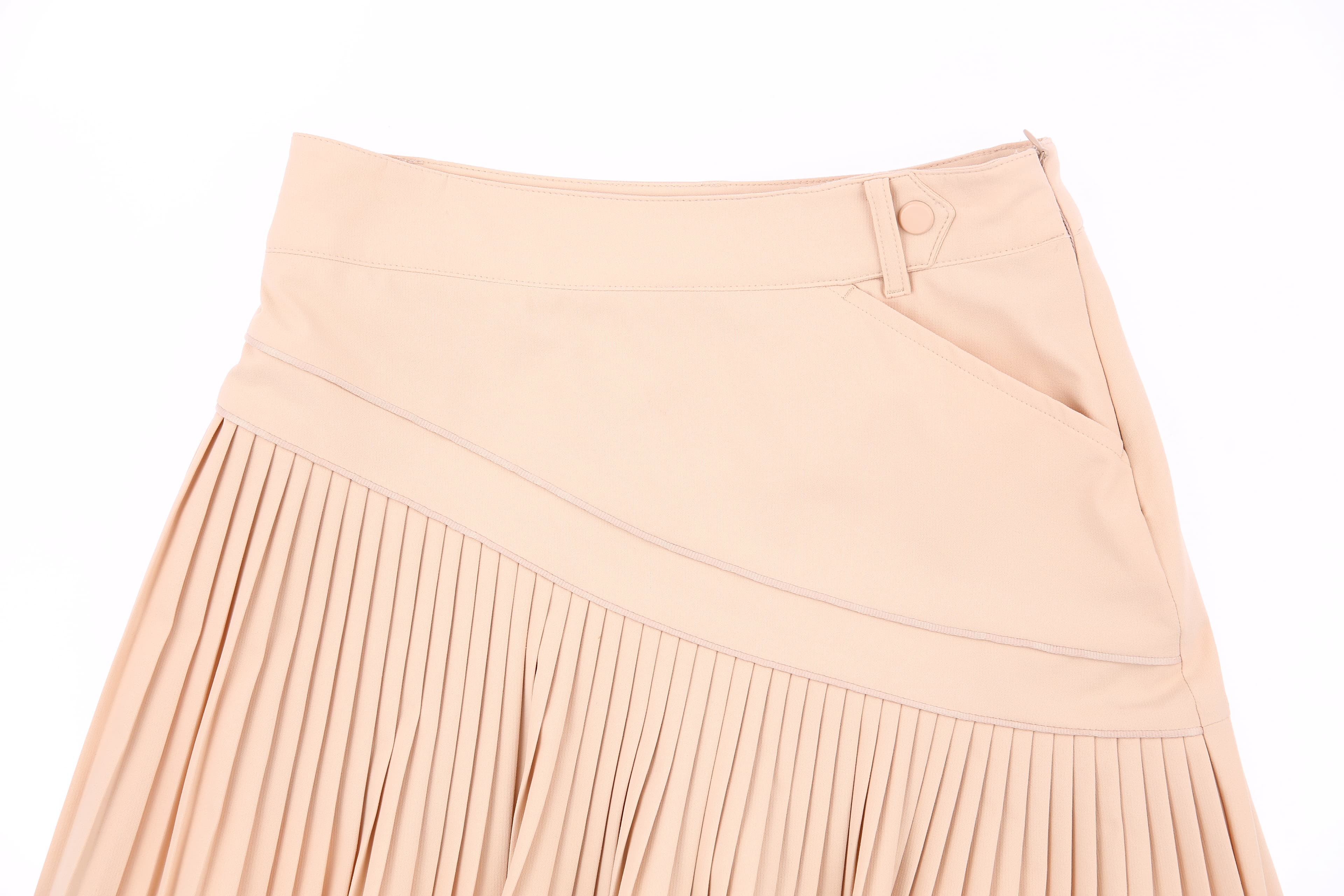 사선 절개 플리츠 스커트